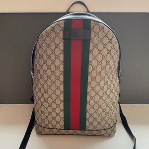 EUCWT Gucci Web Backpack 🎒 with hanging loop.